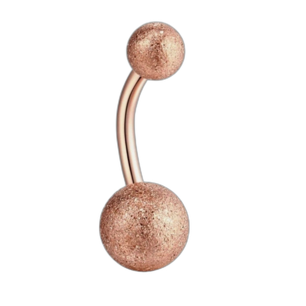14g: Frosted Sparkle Navel Belly Ring Rose Gold